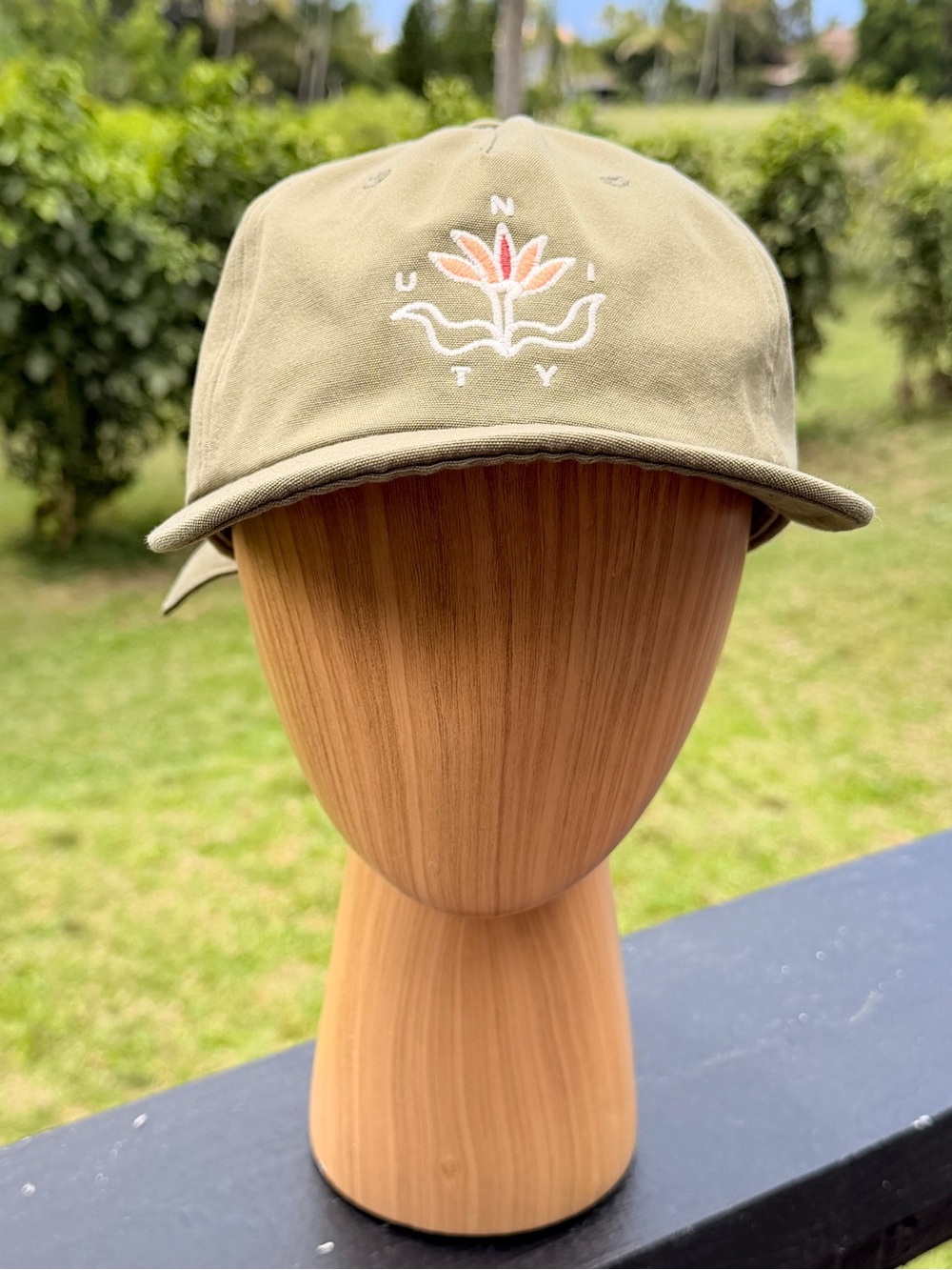Wrangler Olive Green Baseball Cap Unity Flower Embroidery One Size